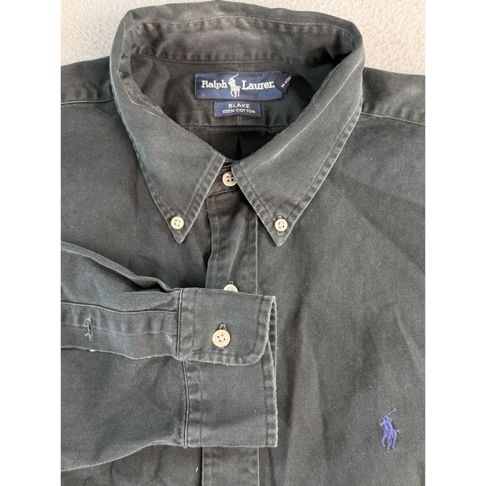 Ralph Lauren Blake Shirt Mens XL Green Solid Button Down Long Sleeve Cotton